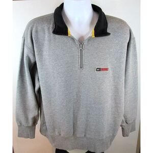 Men's Large Vintage Hilfiger Athletics 1/4 zip‎ Pullover Sweatshirt / Sweater